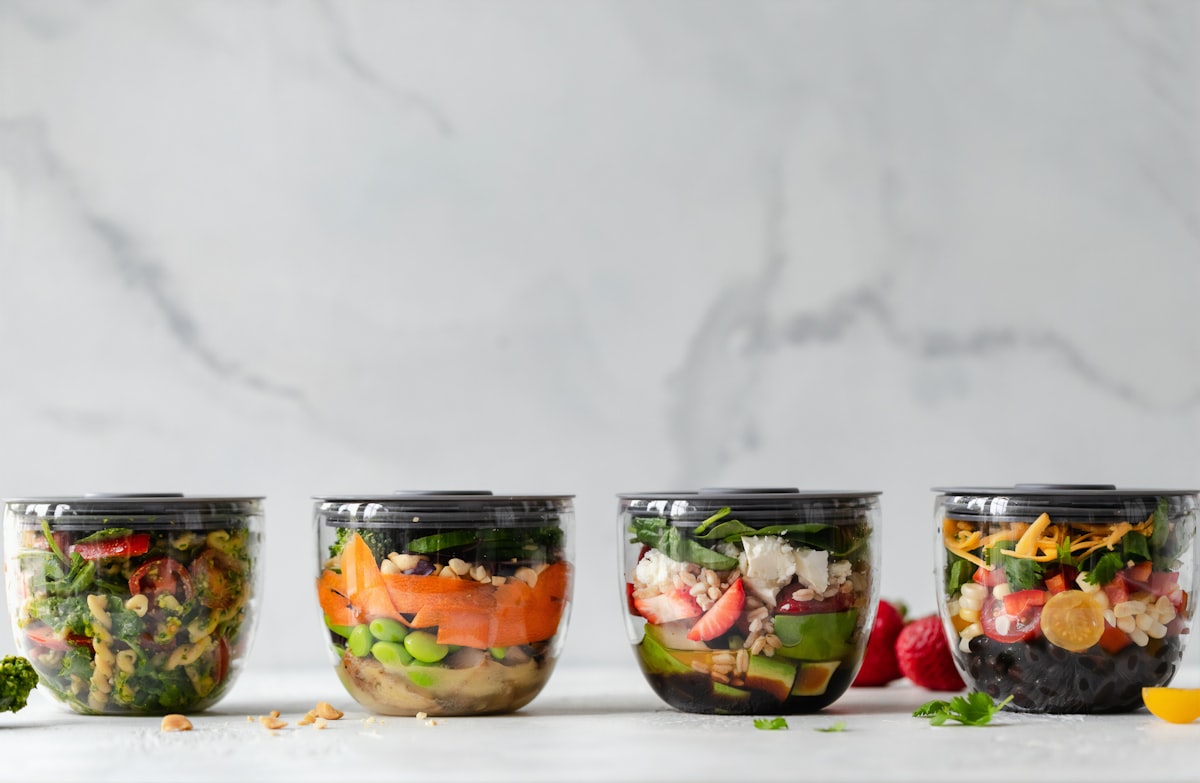 Grain bowls with fresh ingredients